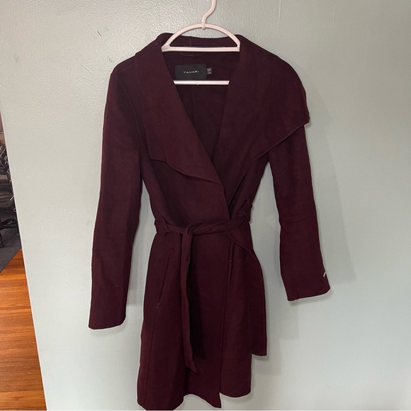 Tahari Burgundy Wool Coat Small - Picture 1 of 6